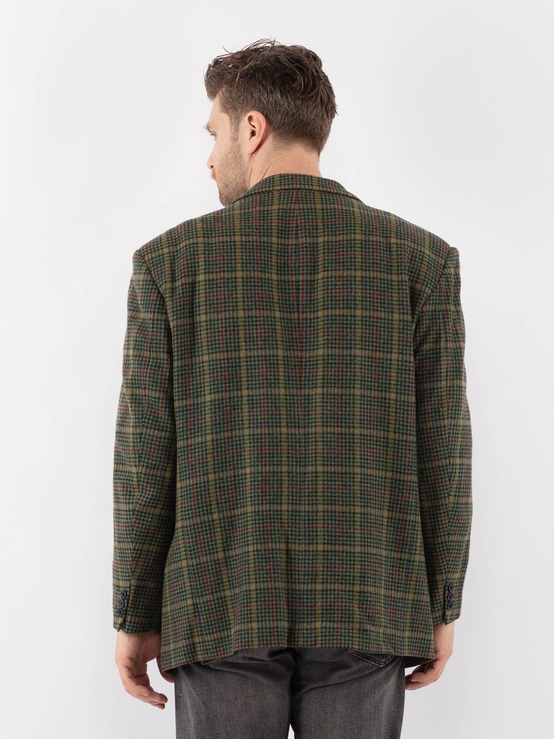 Vintage 70's Men Wool Blend Blazer Jacket in Green