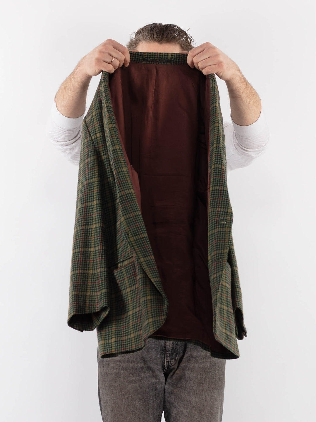 Vintage 70's Men Wool Blend Blazer Jacket in Green