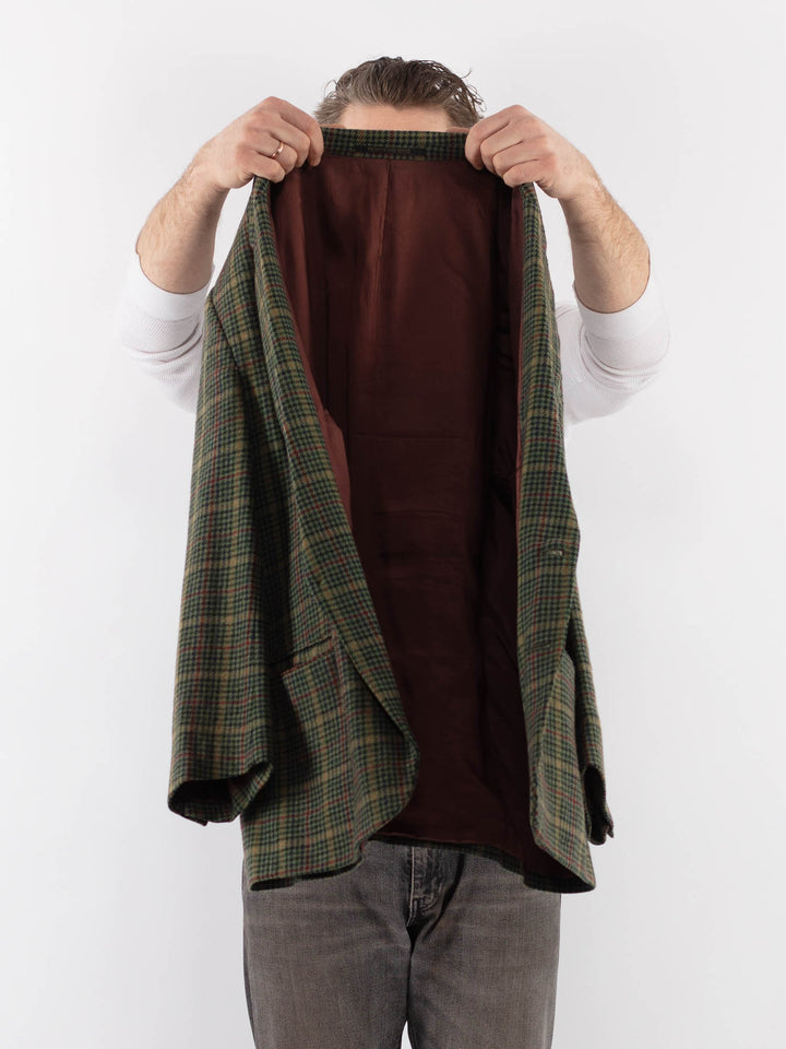 Vintage 70's Men Wool Blend Blazer Jacket in Green