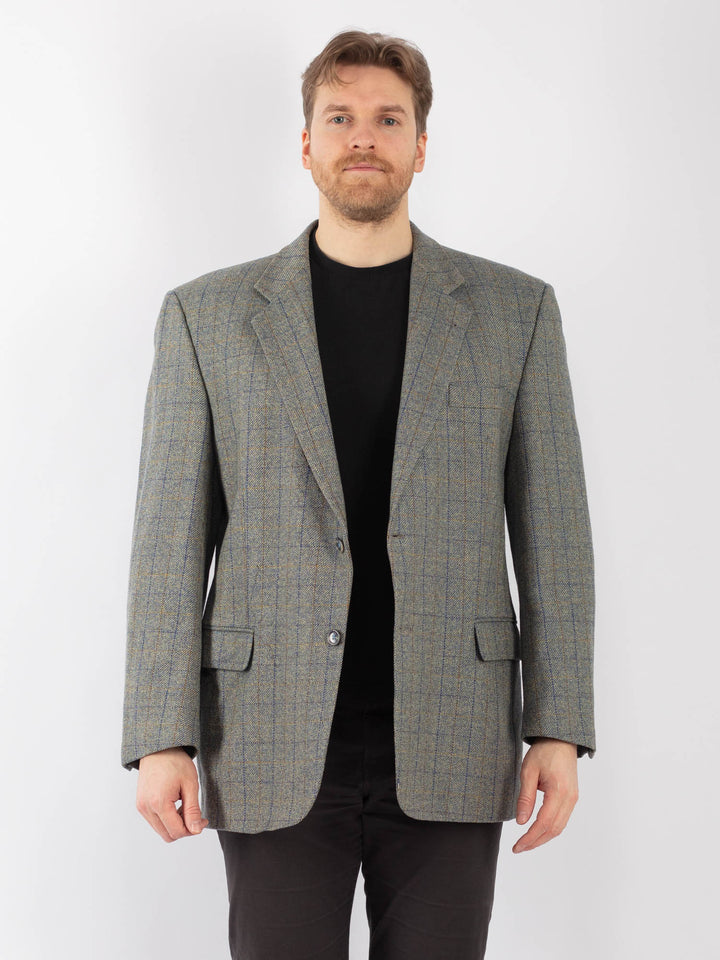 Vintage 70's Men Wool Blazer Jacket in Blue