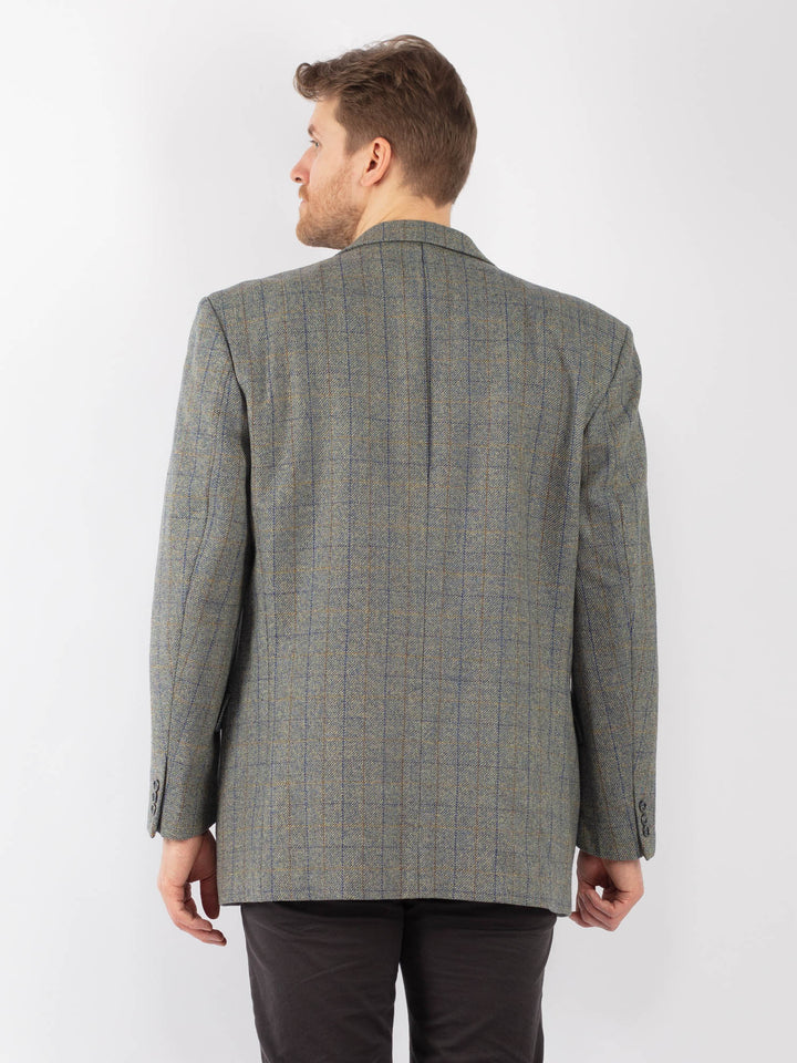 Vintage 70's Men Wool Blazer Jacket in Blue