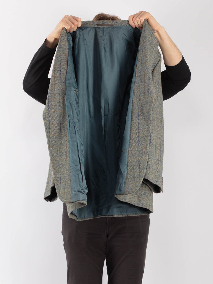 Vintage 70's Men Wool Blazer Jacket in Blue