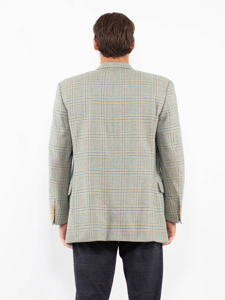 Vintage 70's Men Wool Blazer Jacket in Light Blue