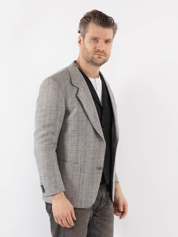 Vintage 70's Men Wool Blazer Jacket in Gray