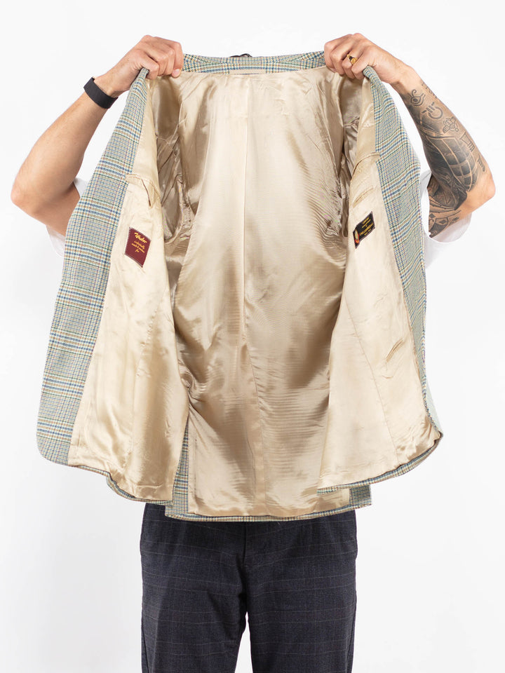 Vintage 70's Men Wool Blazer Jacket in Light Blue