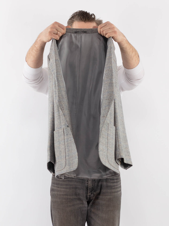 Vintage 70's Men Wool Blazer Jacket in Gray