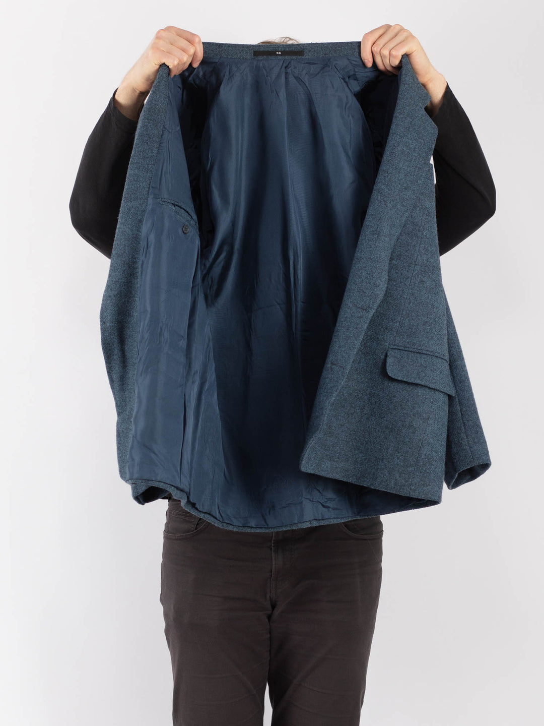 Vintage 70's Men Wool Blazer Jacket in Blue