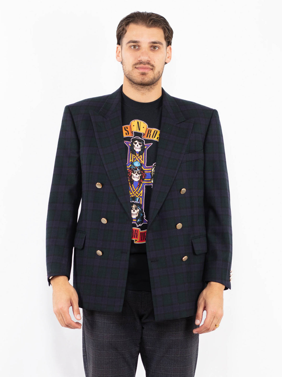 Vintage 70's Men Wool Blazer Jacket in BlueZ2421