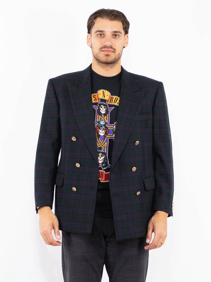 Vintage 70's Men Wool Blazer Jacket in BlueZ2421