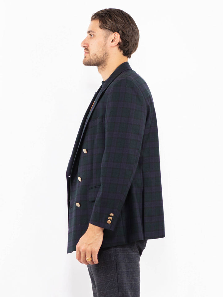 Vintage 70's Men Wool Blazer Jacket in BlueZ2421