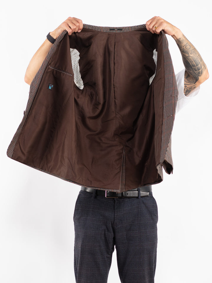 Vintage 70's Men Wool Blazer Jacket in Brown