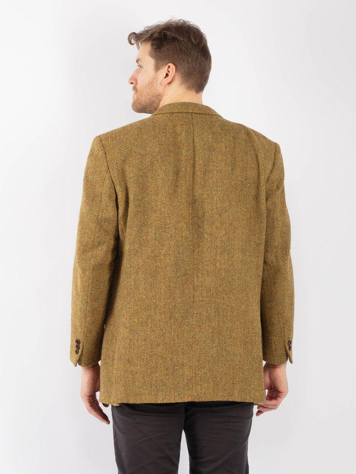Vintage 70's Men Wool Blazer Jacket in Olive Green