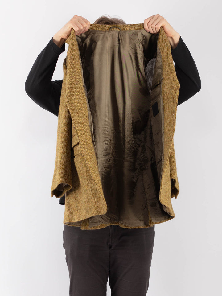 Vintage 70's Men Wool Blazer Jacket in Olive Green