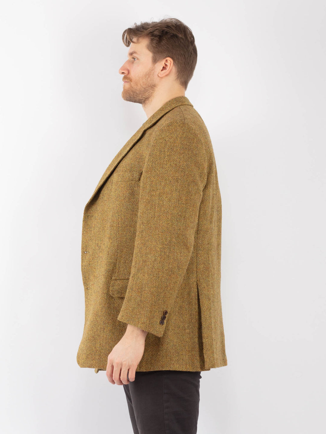 Vintage 70's Men Wool Blazer Jacket in Olive Green