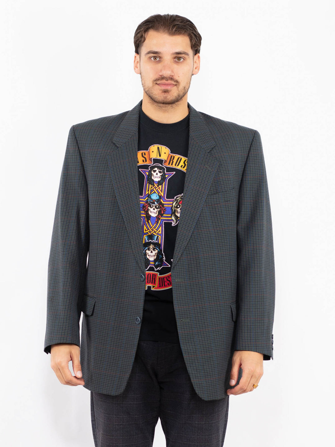 Vintage 70's Men Wool Blend Blazer Jacket in BlueZ2436