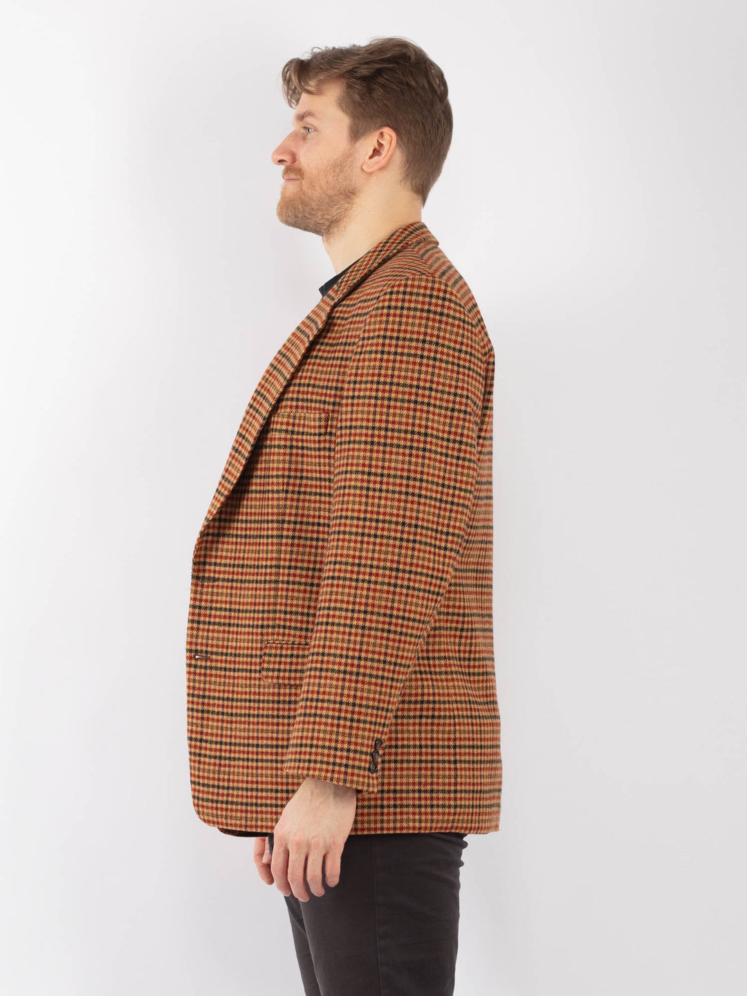 Vintage 70's Men Wool Blazer Jacket in Orange Brown