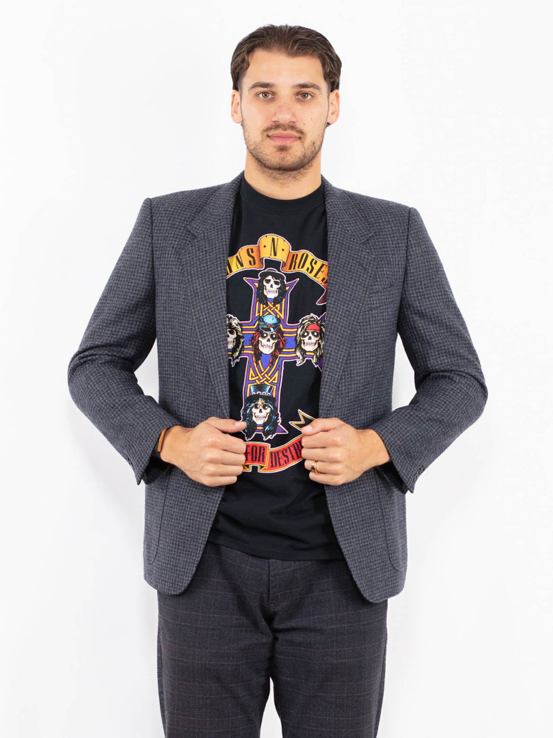 Vintage 70's Men Wool Blazer Jacket in BlueZ2439