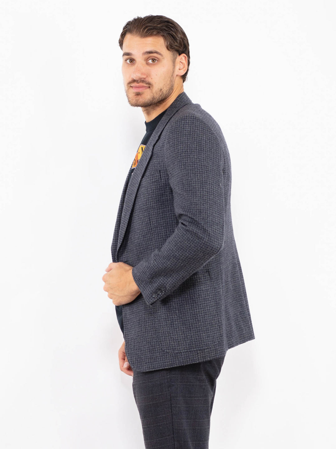 Vintage 70's Men Wool Blazer Jacket in BlueZ2439