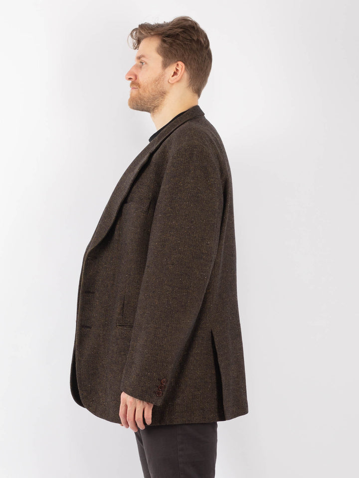 Vintage 70's Men Wool Blazer Jacket in Dark Green