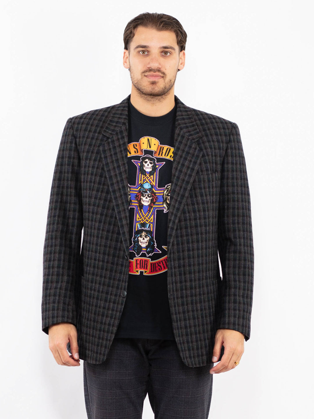 Vintage 70's Men Wool Blazer Jacket in GrayZ2441