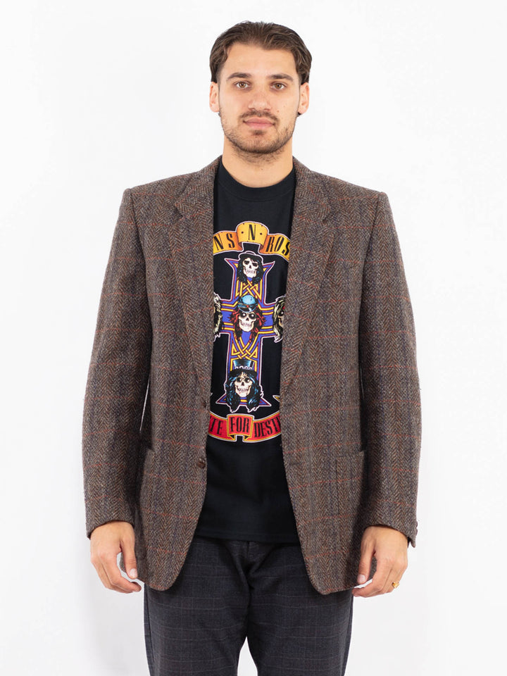 Vintage 70's Men Wool Blazer Jacket in BrownZ2443