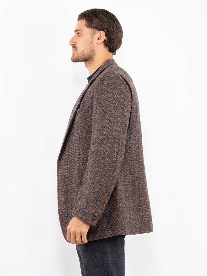 Vintage 70's Men Wool Blazer Jacket in BrownZ2443