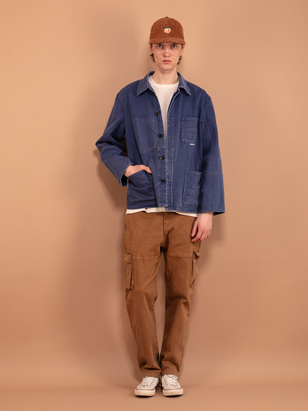 Vintage 70's Bleu-de-travail Sun Faded Work Jacket