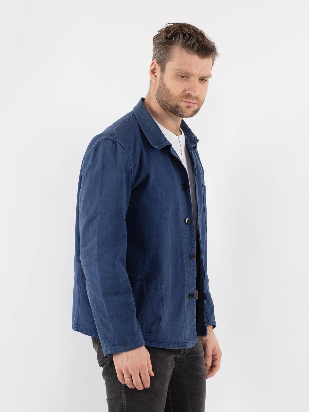Vintage 70's Men Sanfor Work Jacket in Blue