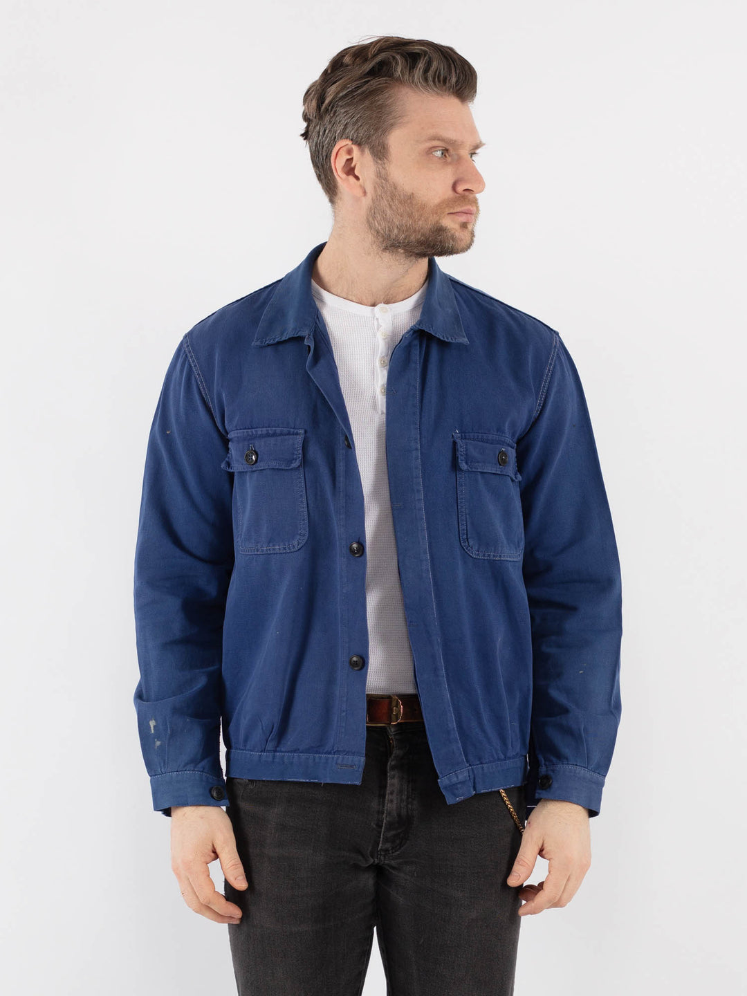 Vintage 70's Men Work Jacket in Blue