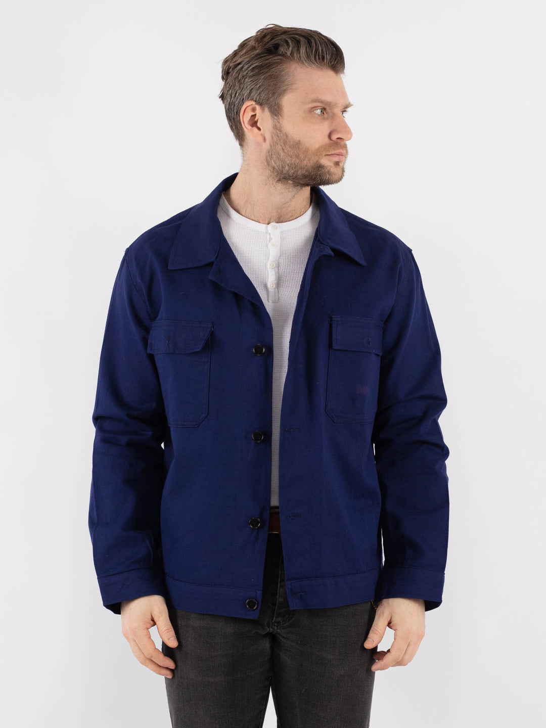 Vintage 70's Men Work Jacket in Blue
