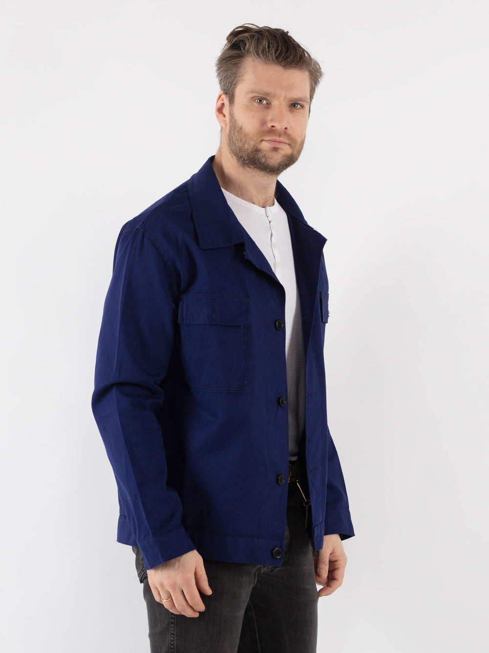 Vintage 70's Men Work Jacket in Blue