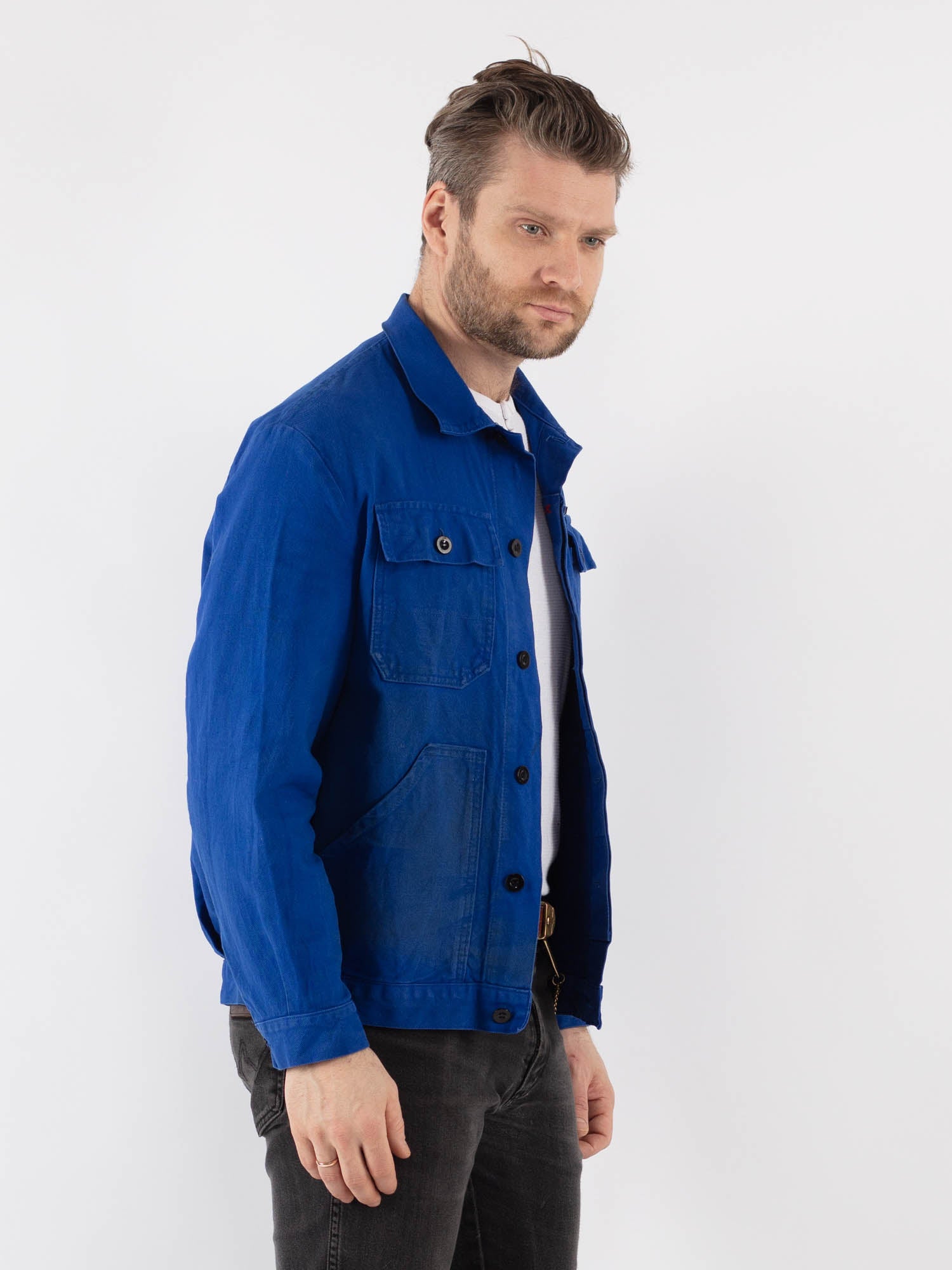 Online Vintage Store | Vintage 70's Men Sanfor Work Jacket in Blue