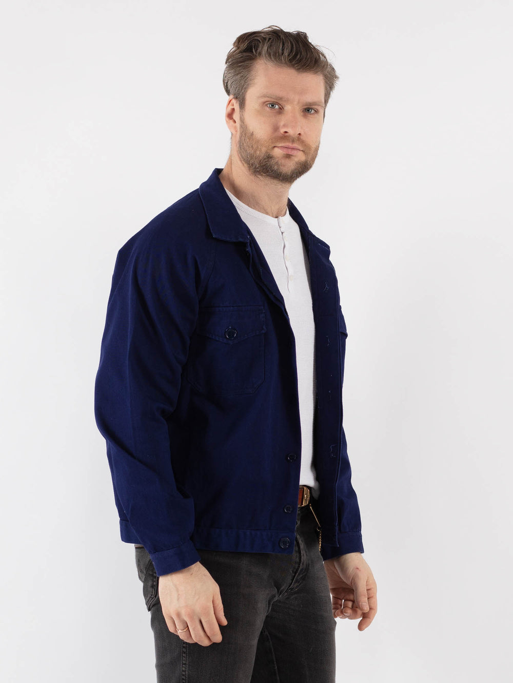 Vintage 70's Men Work Jacket in Blue