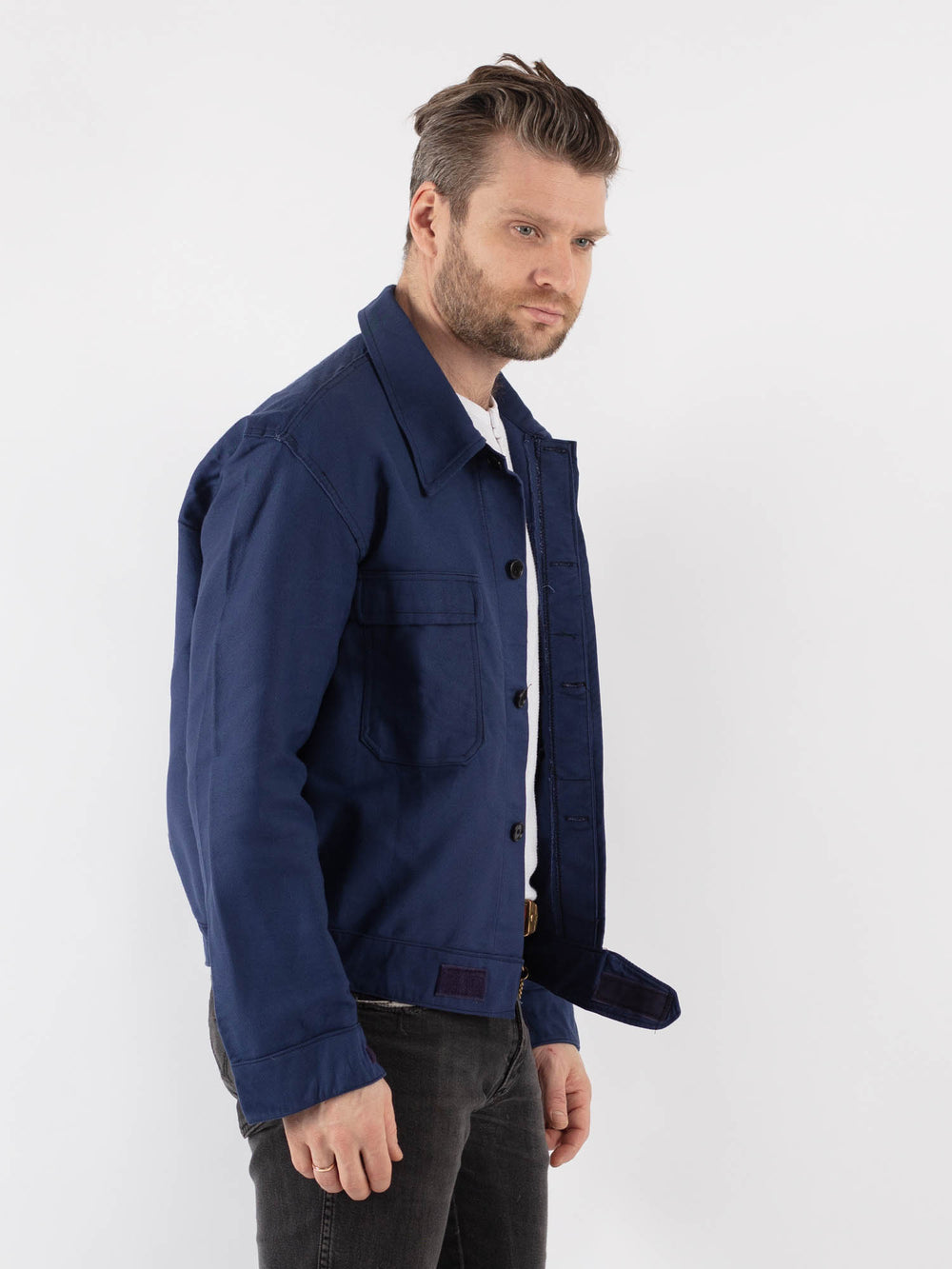 Vintage 70's Men Work Jacket in Blue