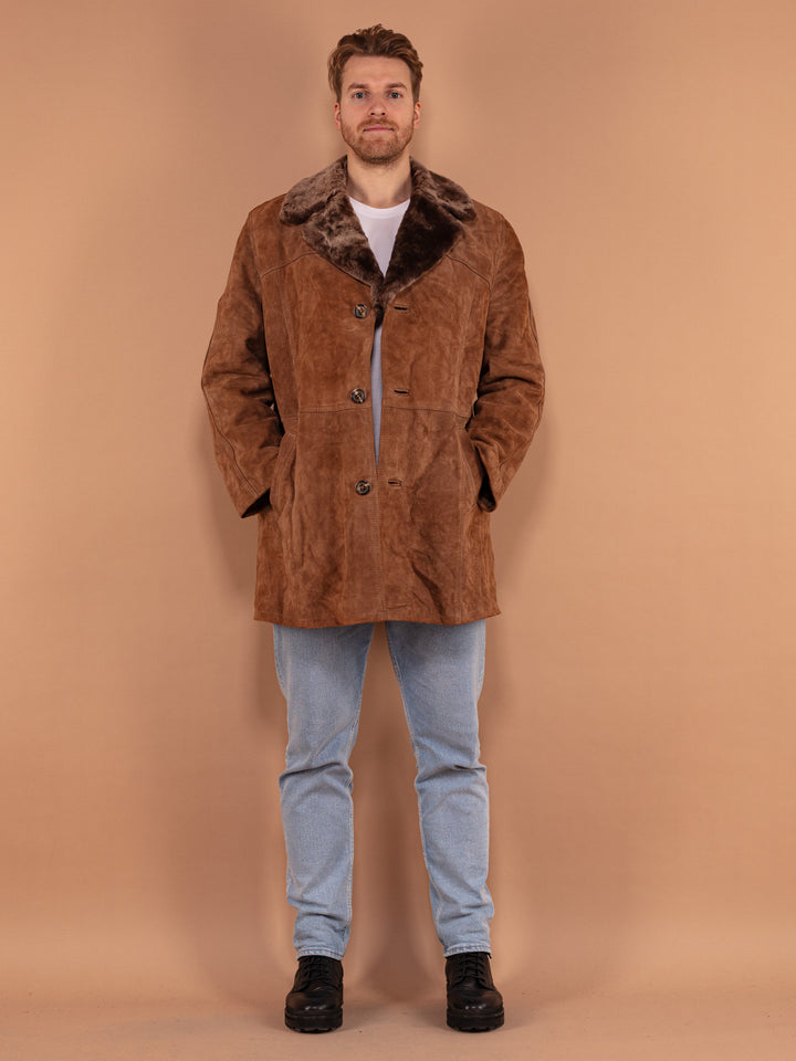 Vintage 70's Men Suede Sherpa Coat in Brown - NorthernGrip