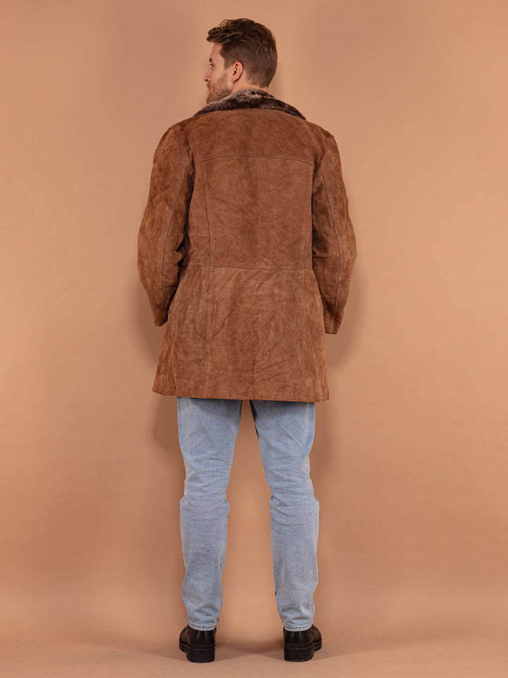 Vintage 70's Men Suede Sherpa Coat in Brown - NorthernGrip