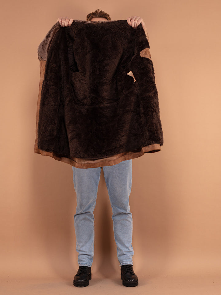 Vintage 70's Men Suede Sherpa Coat in Brown - NorthernGrip
