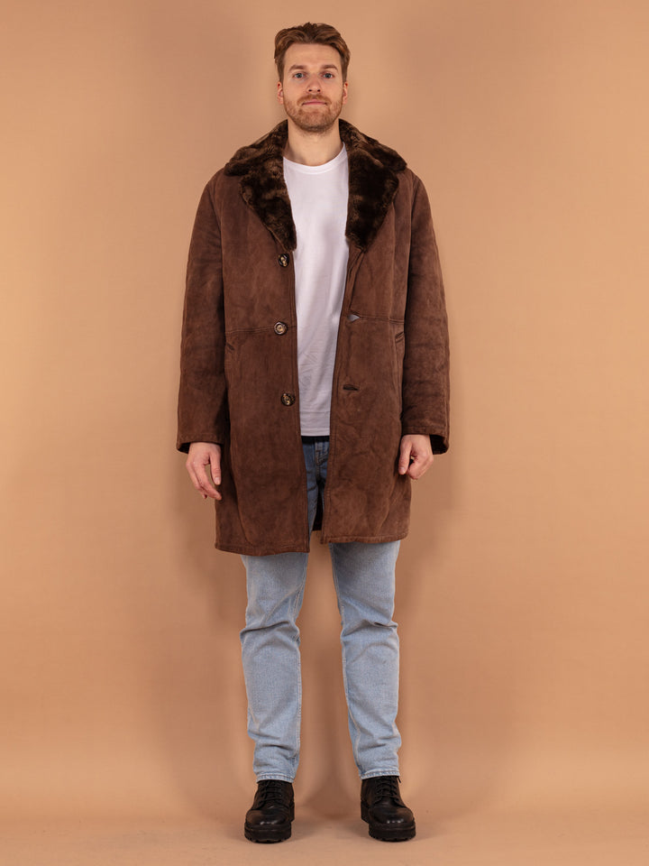 Vintage 70's Men Sheepskin Coat in Brown - NorthernGrip