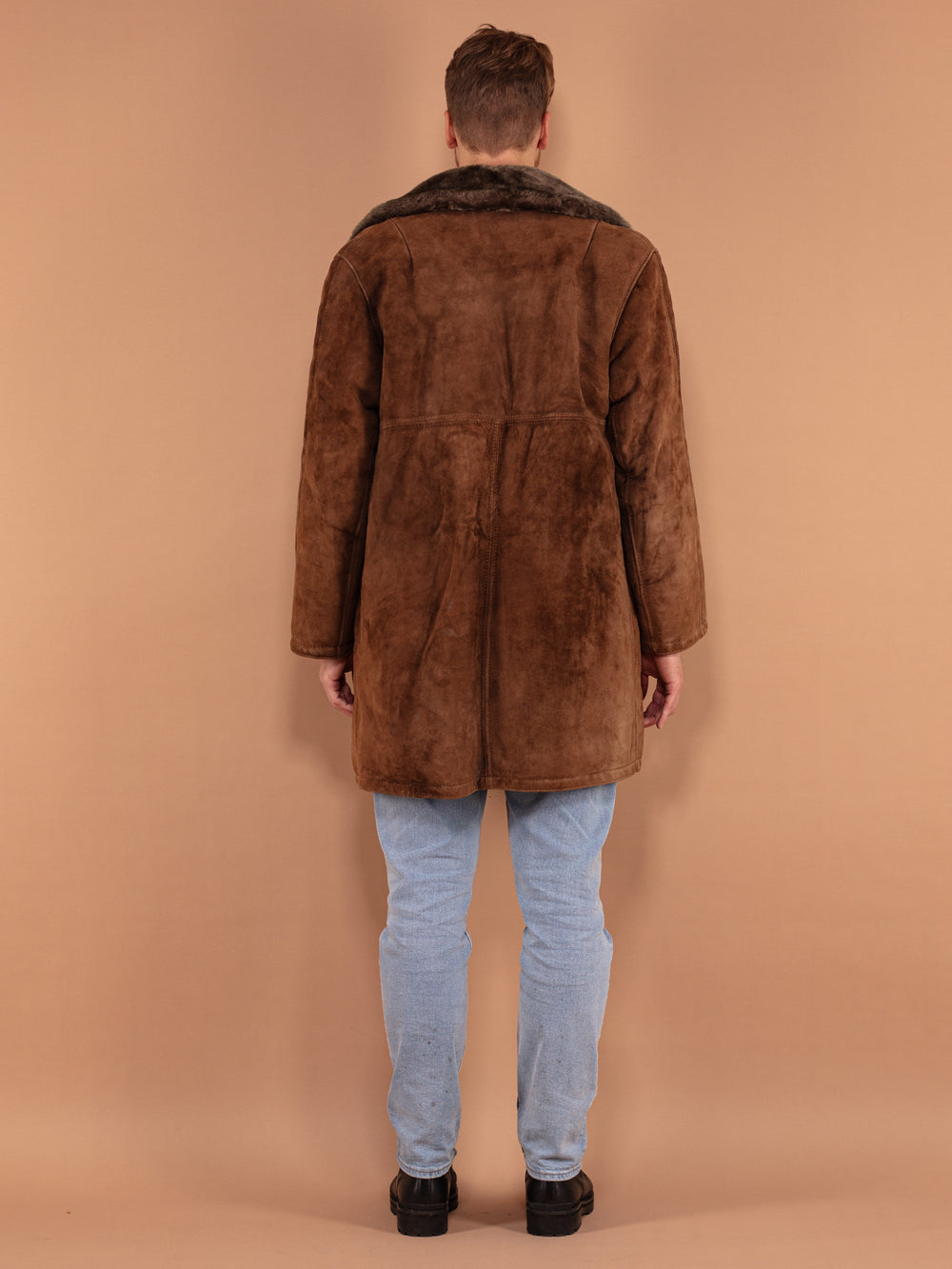 Vintage 70's Men Sheepskin Coat in Brown - NorthernGrip