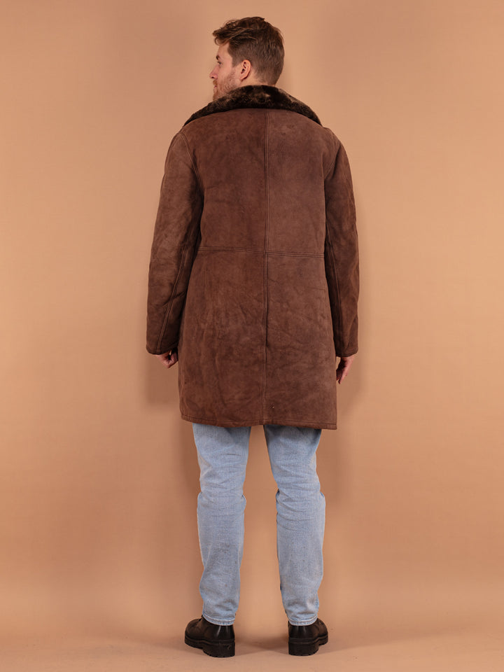 Vintage 70's Men Sheepskin Coat in Brown - NorthernGrip