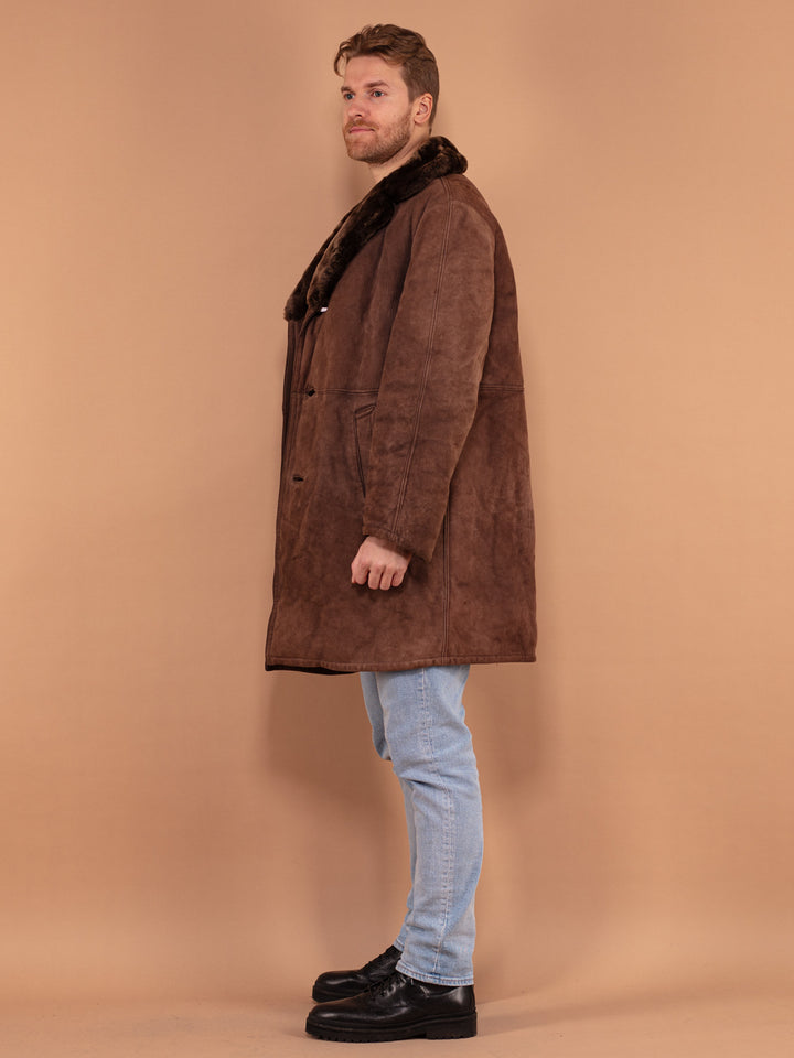 Vintage 70's Men Sheepskin Coat in Brown - NorthernGrip