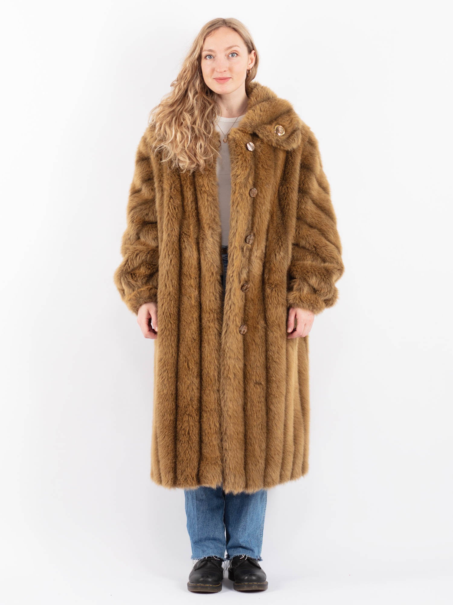 Y. Alexander New York Vintage Full Length Gold Leather Coat