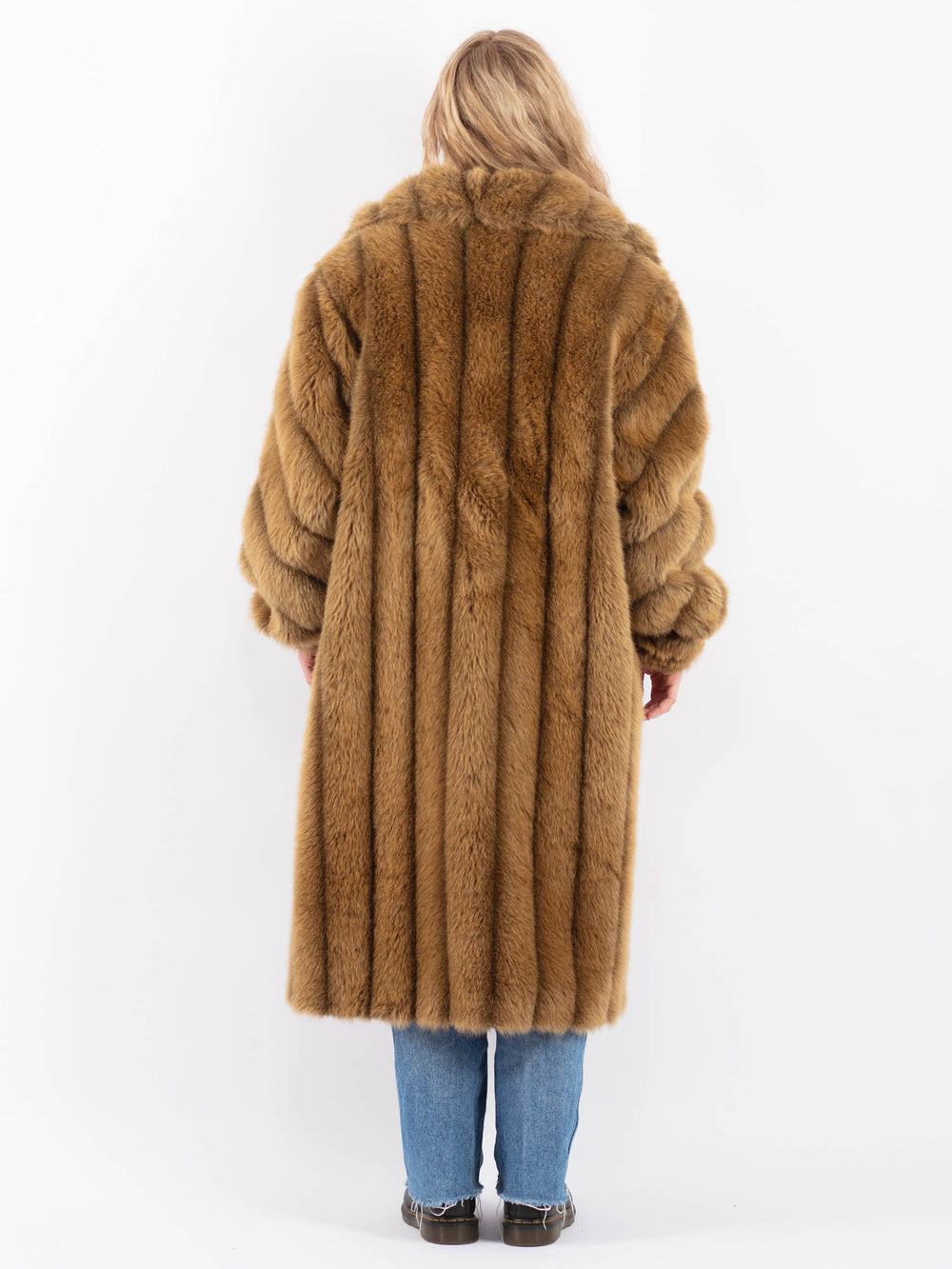Vintage 70's Women Faux Sheepskin Coat in BrownV9436