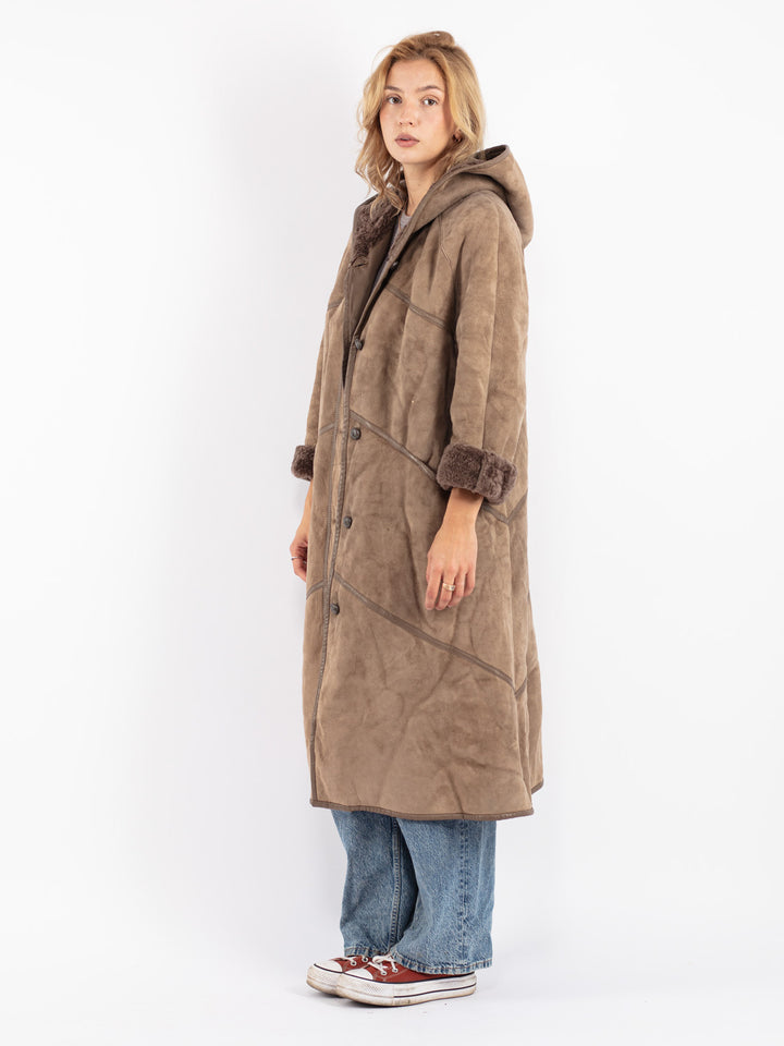 Vintage 70's Women Sheepskin Coat in Beige