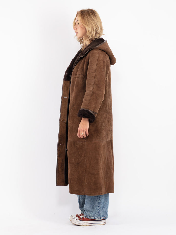 Vintage 70's Women Sheepskin Coat in Brown