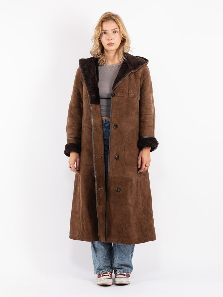 Vintage 70's Women Sheepskin Coat in Brown