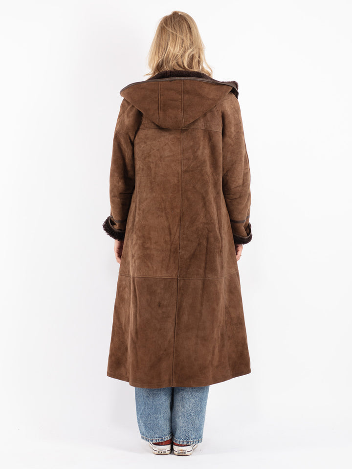Vintage 70's Women Sheepskin Coat in Brown