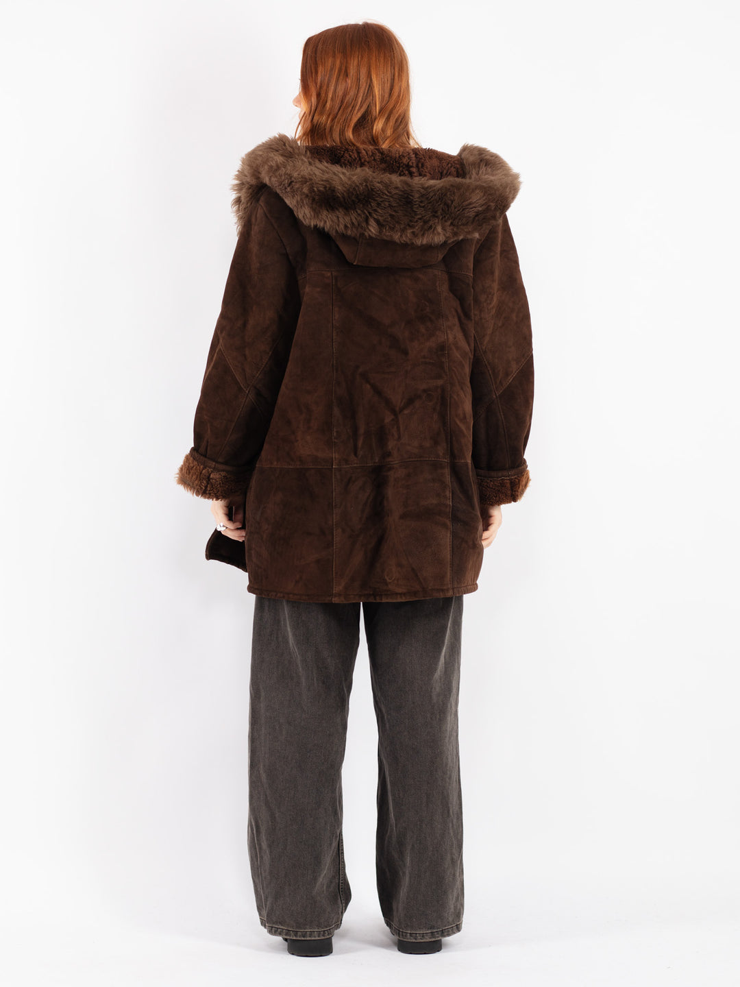 Vintage 70's Women Sheepskin Coat in Brown