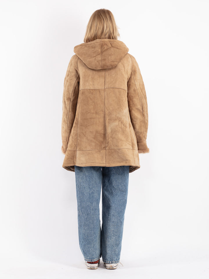 Vintage 70's Women Sheepskin Coat in Beige