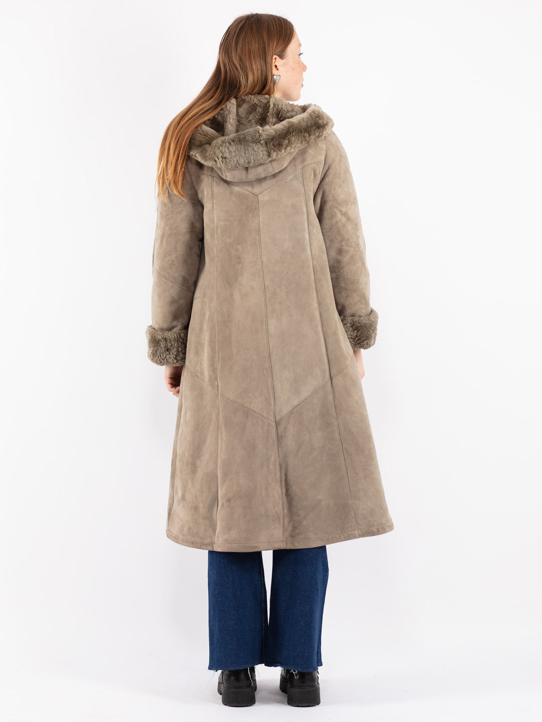 Vintage 70's Women Sheepskin Coat in Beige